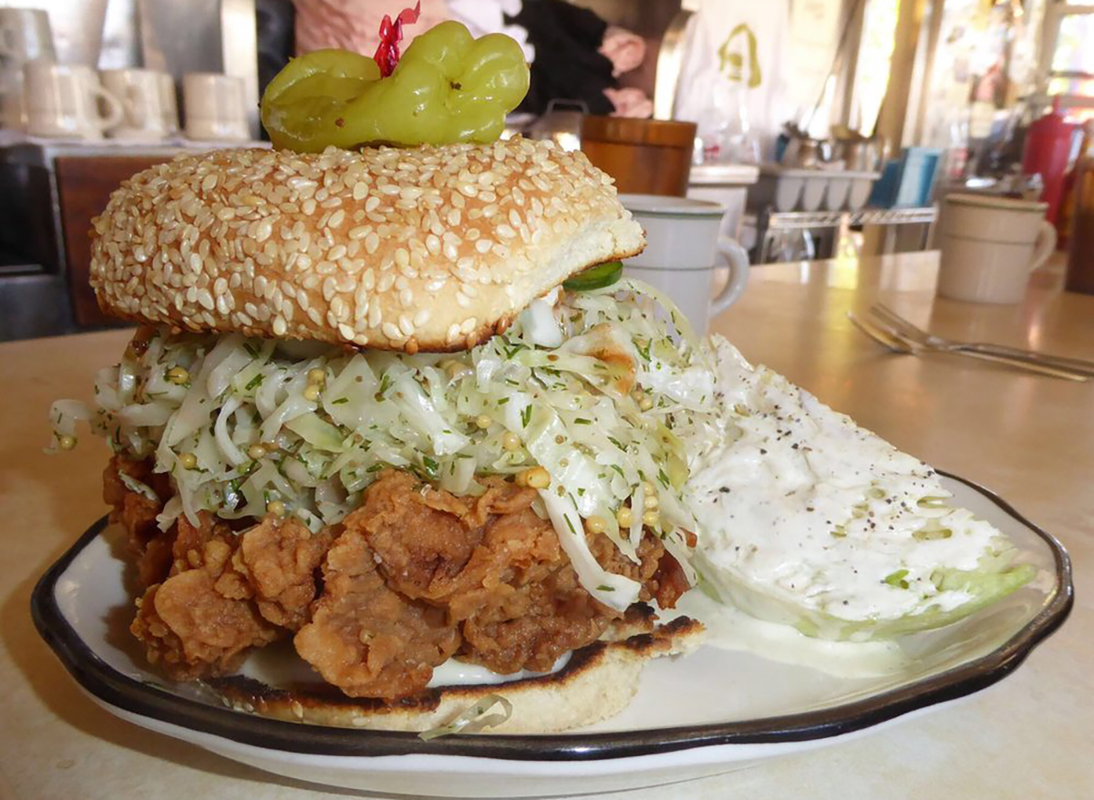 fried chicken sandwich with coleslaw