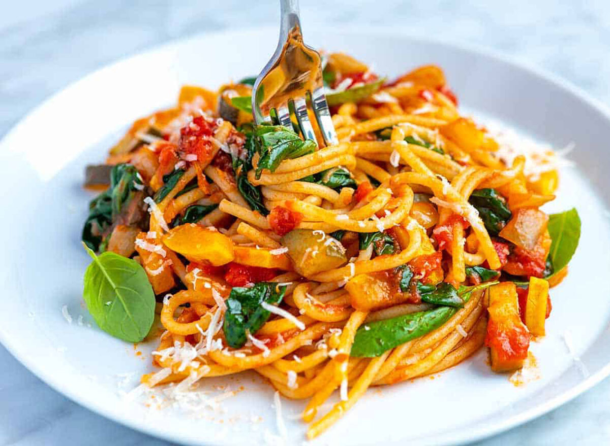 plate of vegetable spaghetti