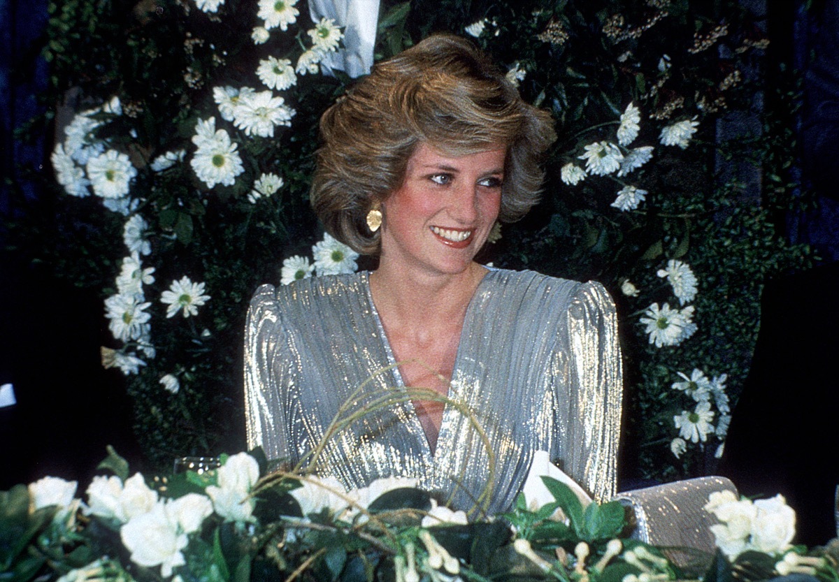 Princess Diana in silver dress