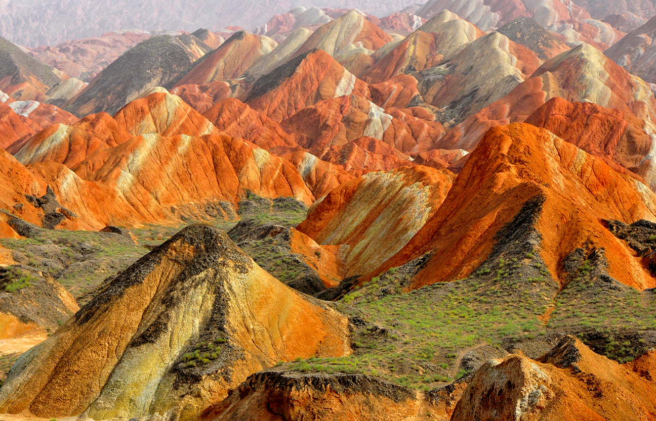 naturally rainbow colored mountains in China