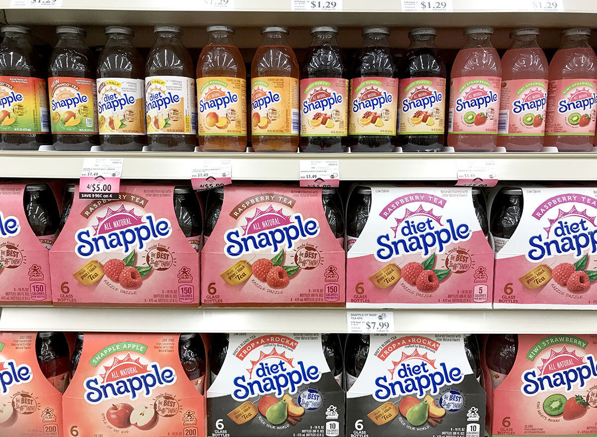 snapple bottles in grocery store aisle