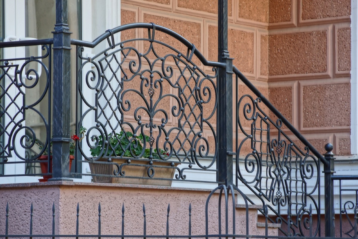 front step with metal railing, vintage home upgrades