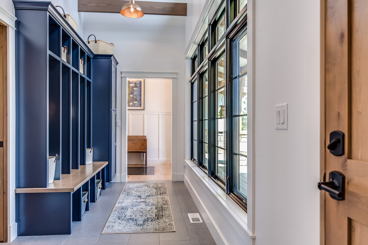 Corridor with large windows rug runner