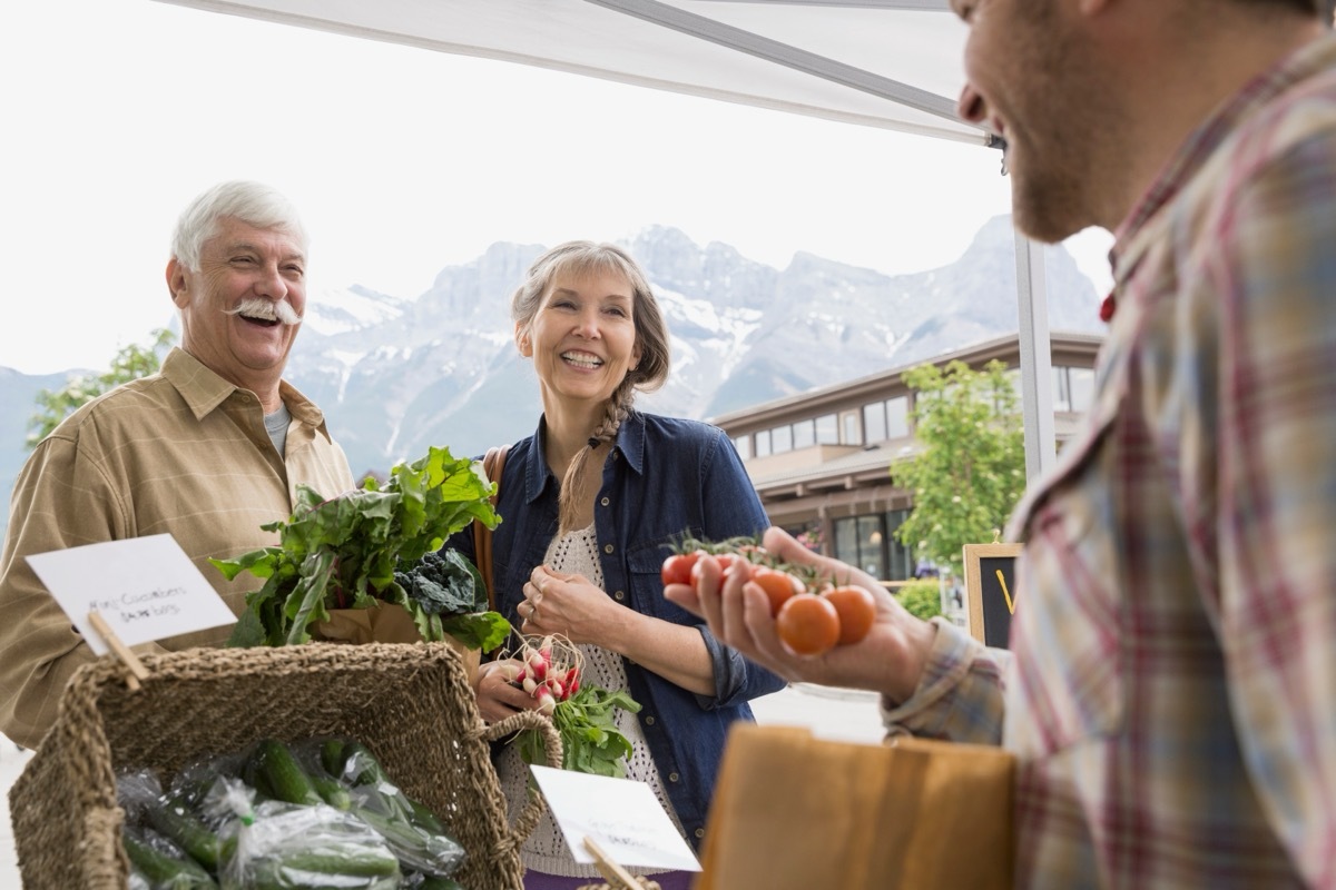 older couple at the farmers market