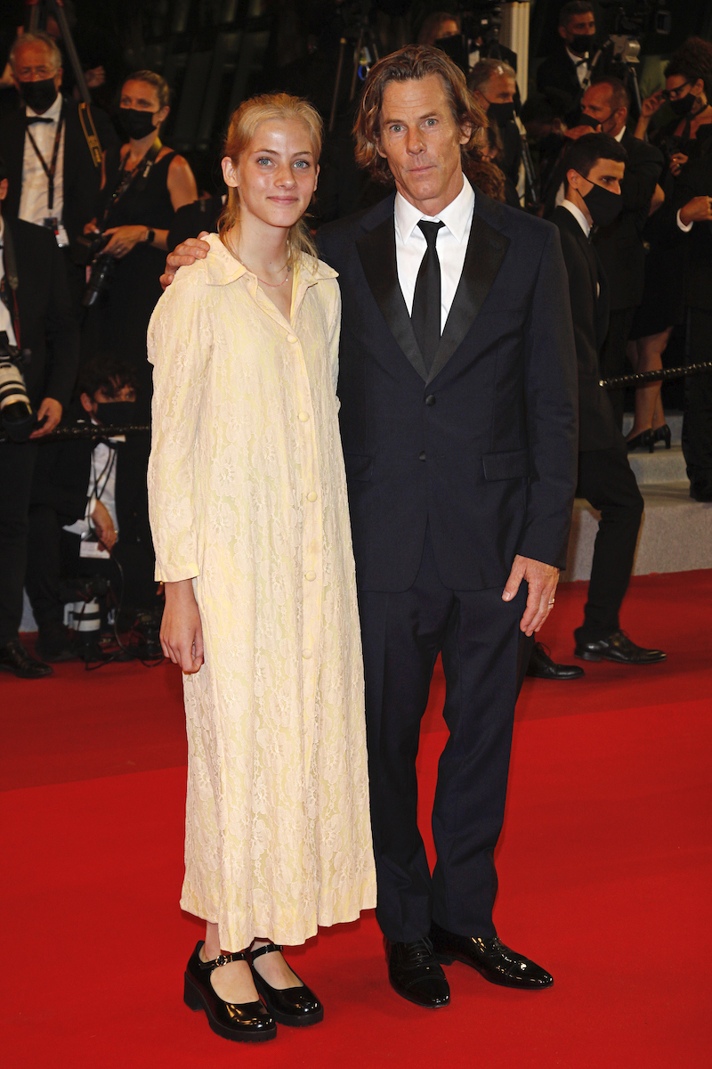 Danny Moder and daughter Hazel Moder arrive at the premiere of 'Flag Day' during the 74th Cannes Film Festival held at the Palais des Festivals in Cannes, France.