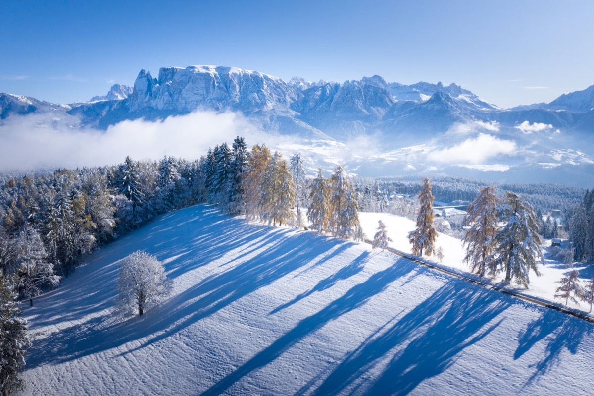 snowy mountains in italy's south tyrol province