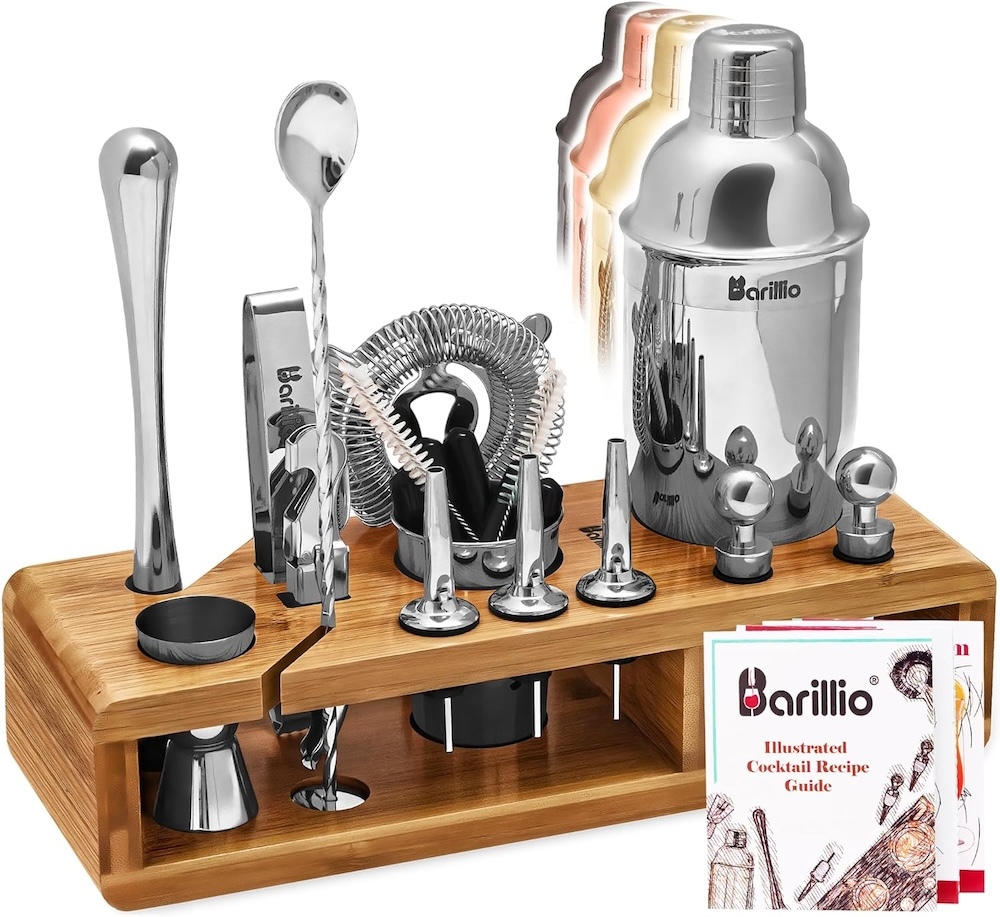 A home bar kit with cocktail tools