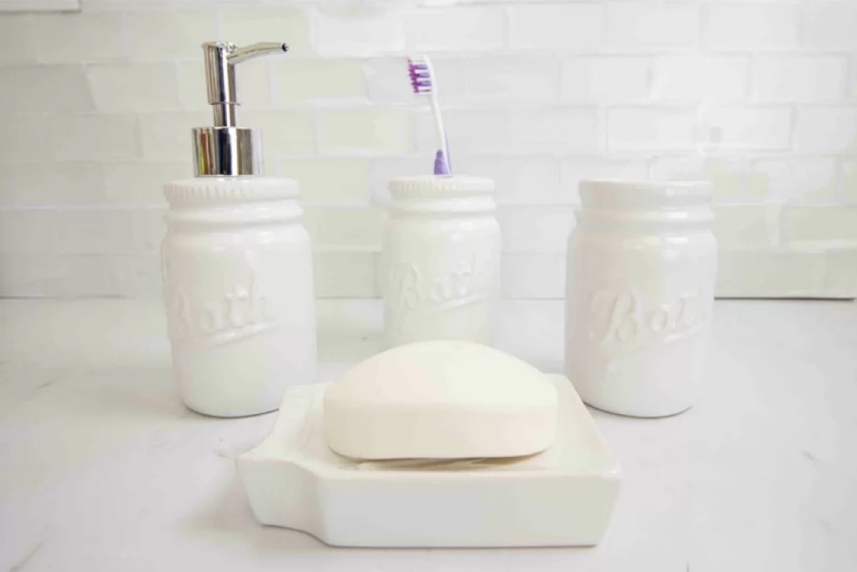 mason jar bathroom set, bathroom accessories