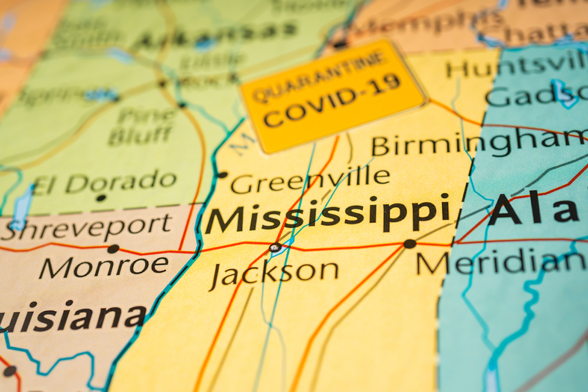 map of mississippi showing covid infection