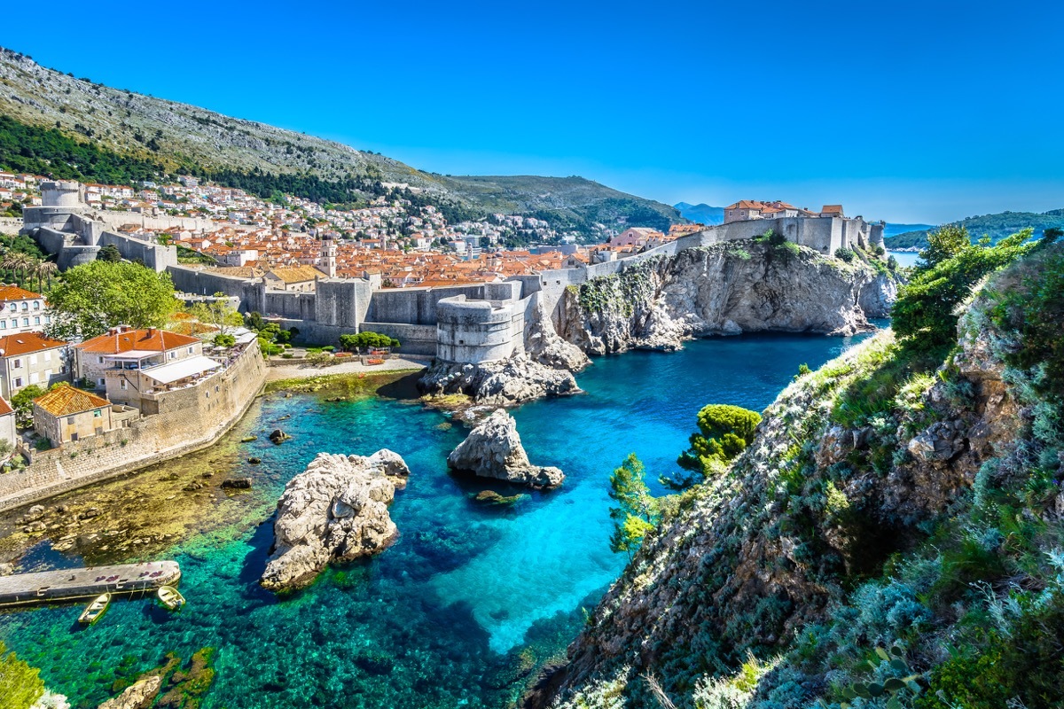 Aerial panoramic view at famous european travel destination, Dubrovnik cityscape on Adriatic Coast, Croatia. / Selective focus. - Image