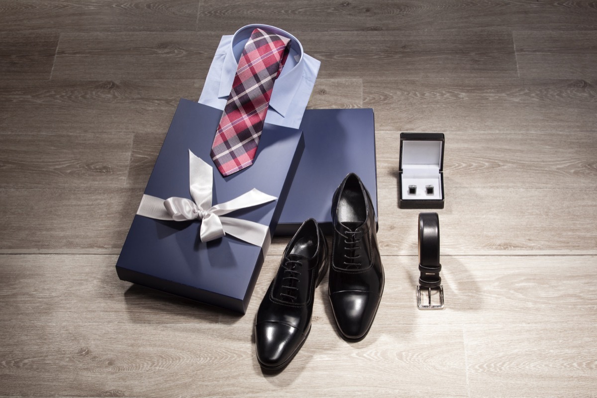 dress shirt tie belt and shoes with gift package