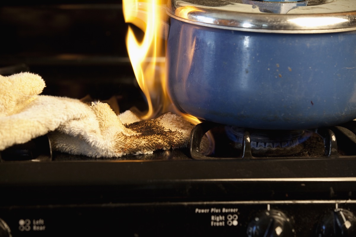 kitchen fire on the stove top