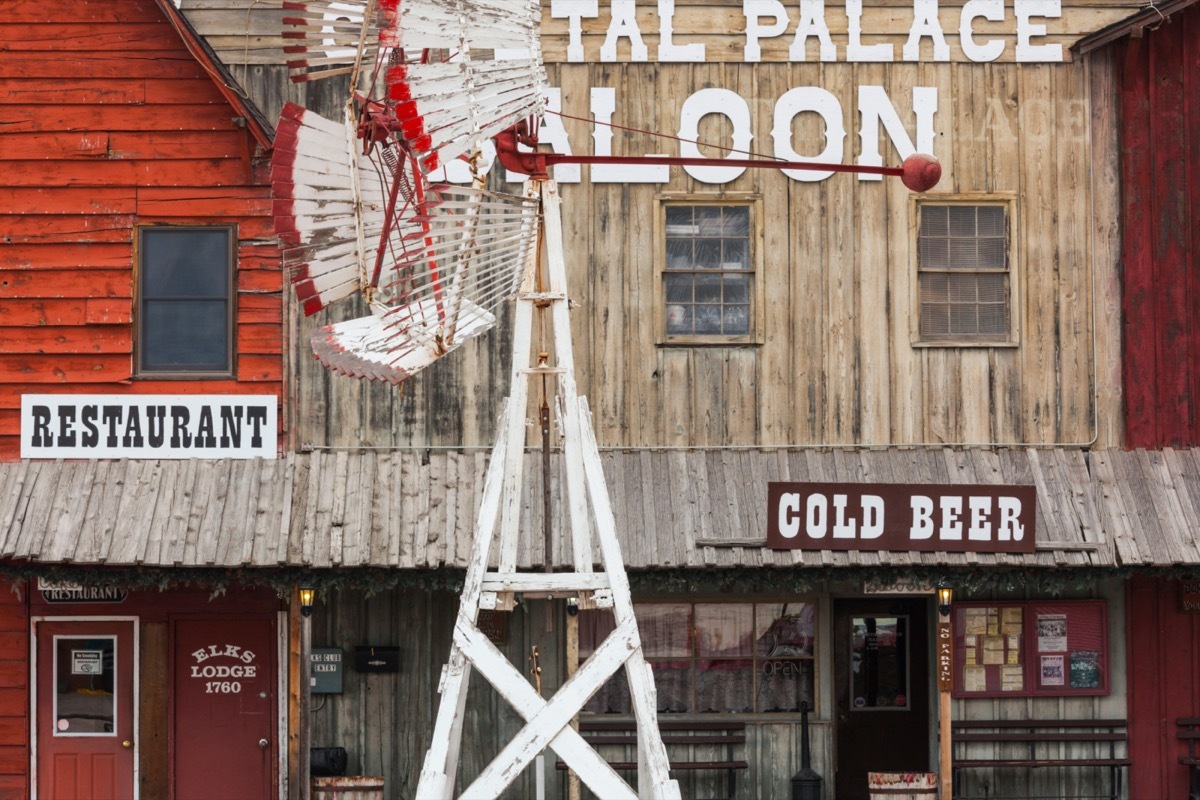 wooden saloon storefronts