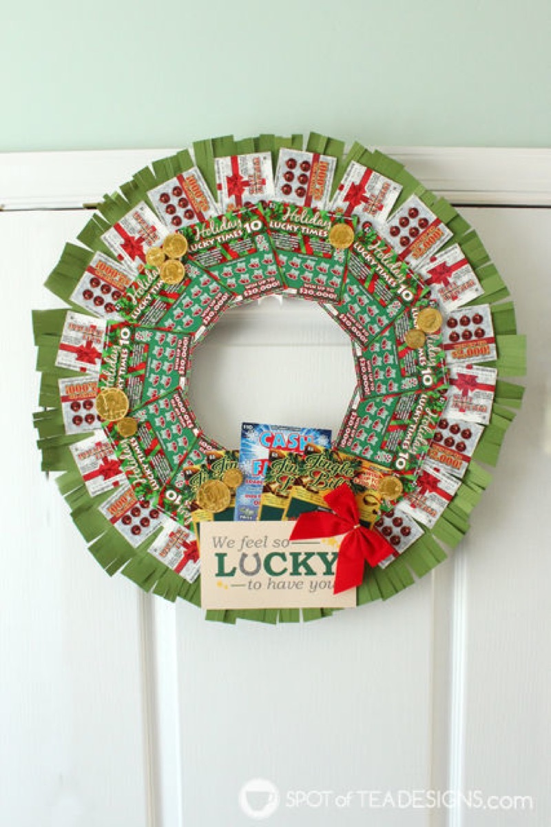 DIY Lottery Wreath {Christmas Gift Ideas}
