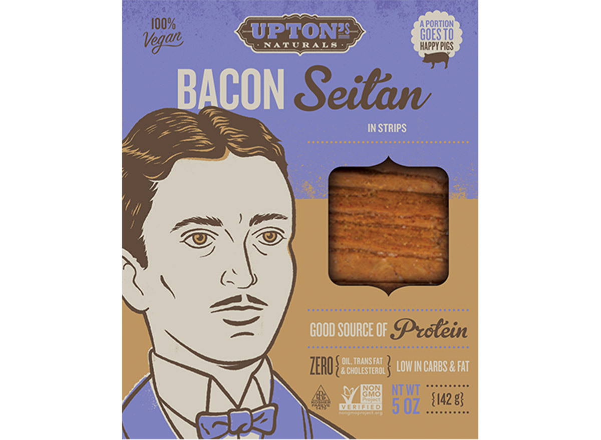 upton's naturals bacon seitan in box