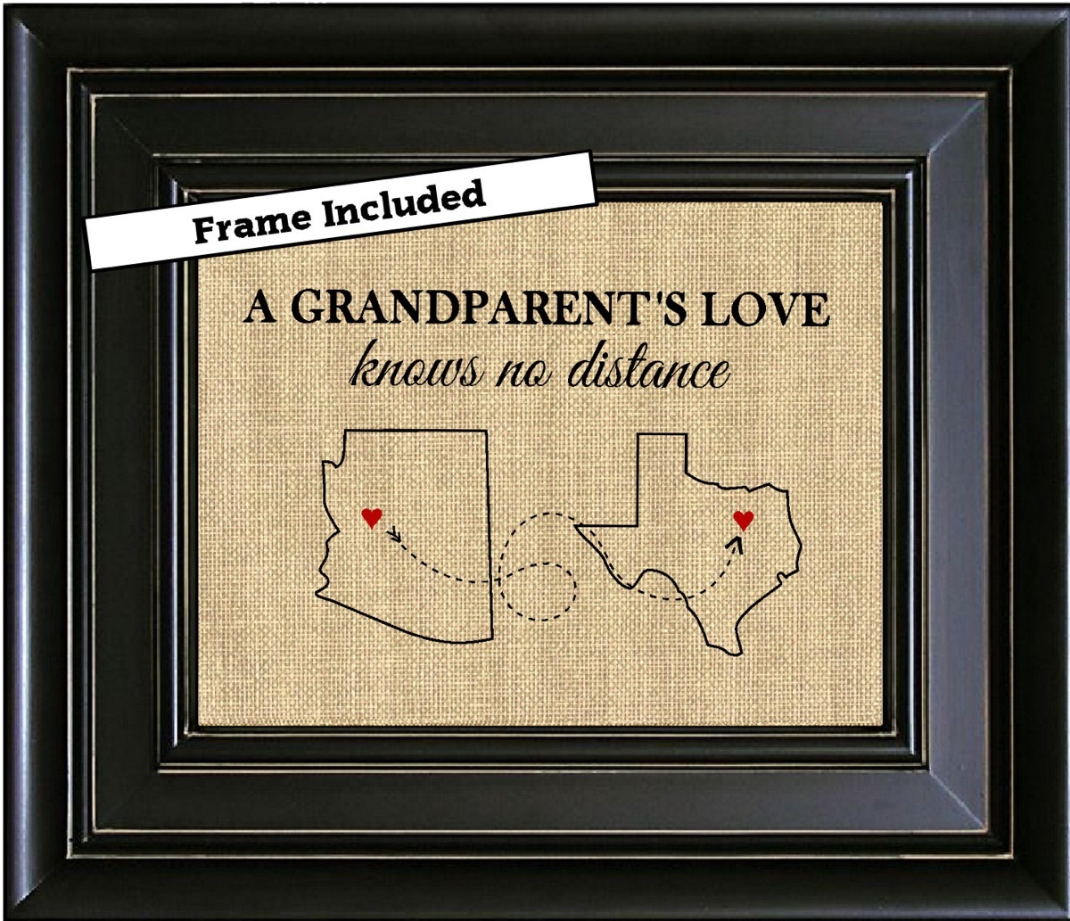 personalized frame with burlap map on it