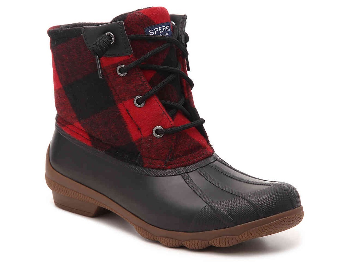 red plaid duck boots