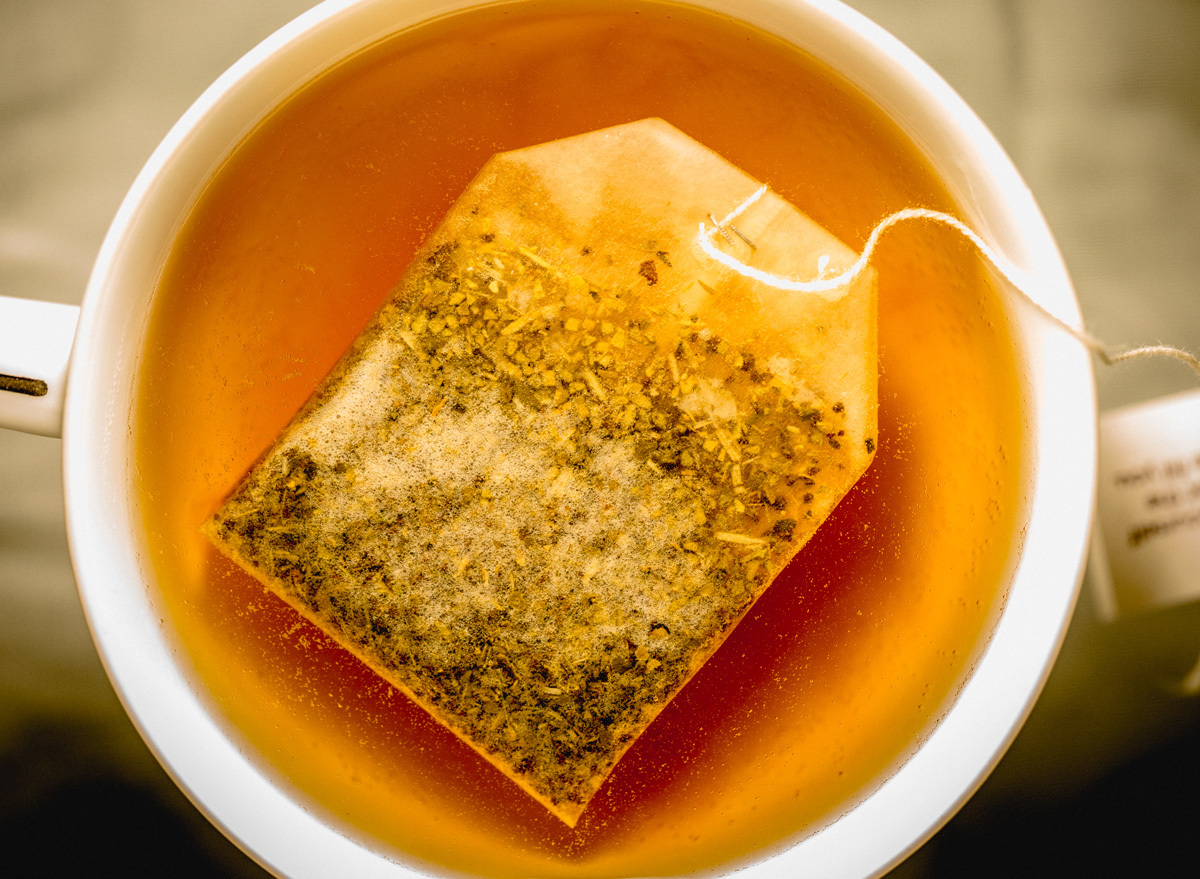 tea bag steeping in mug