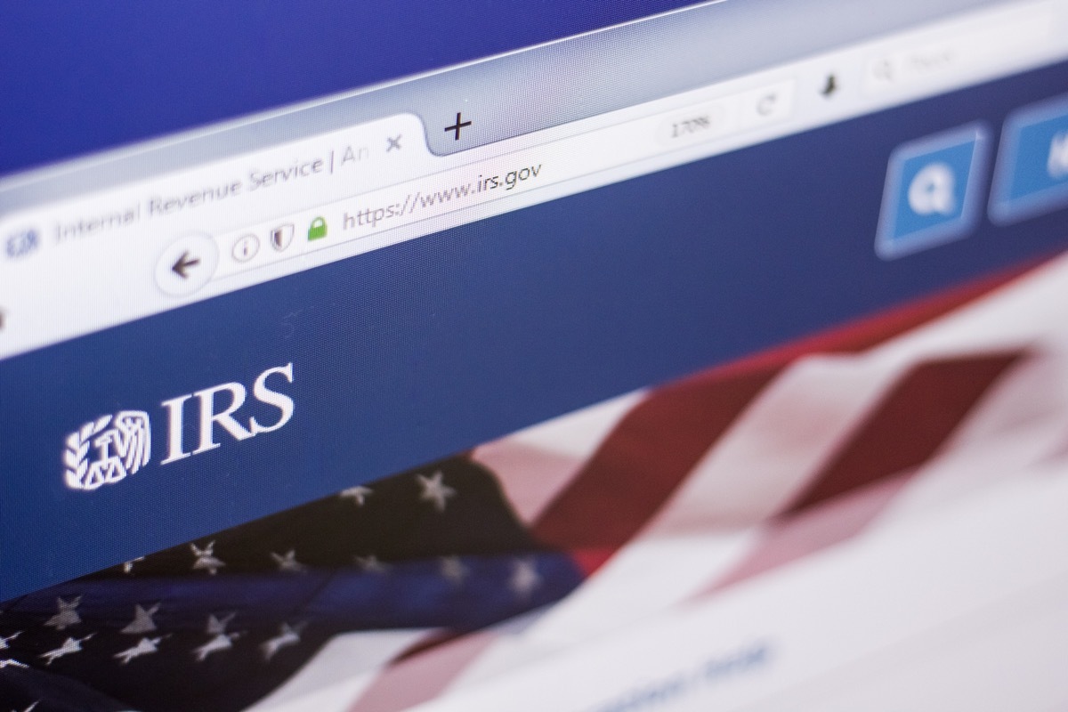 IRS website, american flag background