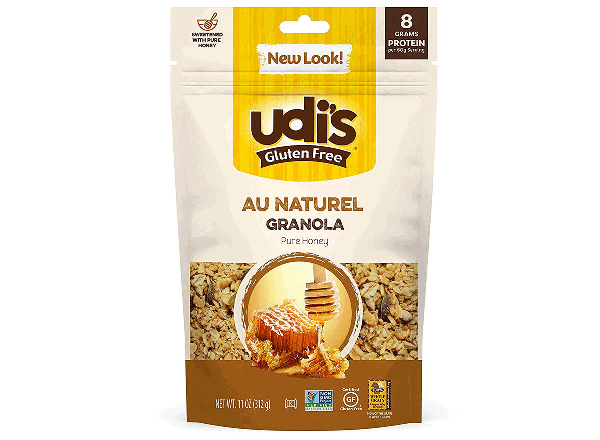 udis gluten free au naturel pure honey flavored granola bag