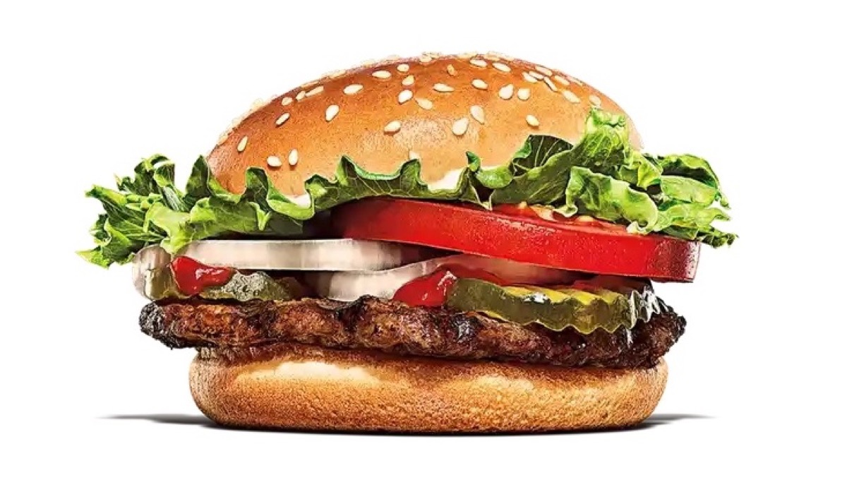 burger king whopper jr on white background