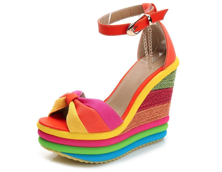 Rainbow wedge heels