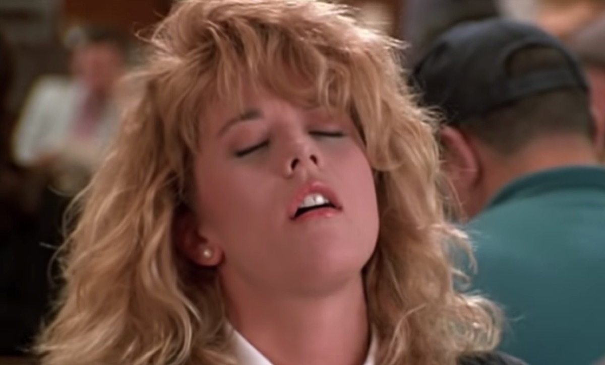 Meg Ryan throws head back while faking orgasm, things hollywood gets wrong about sex