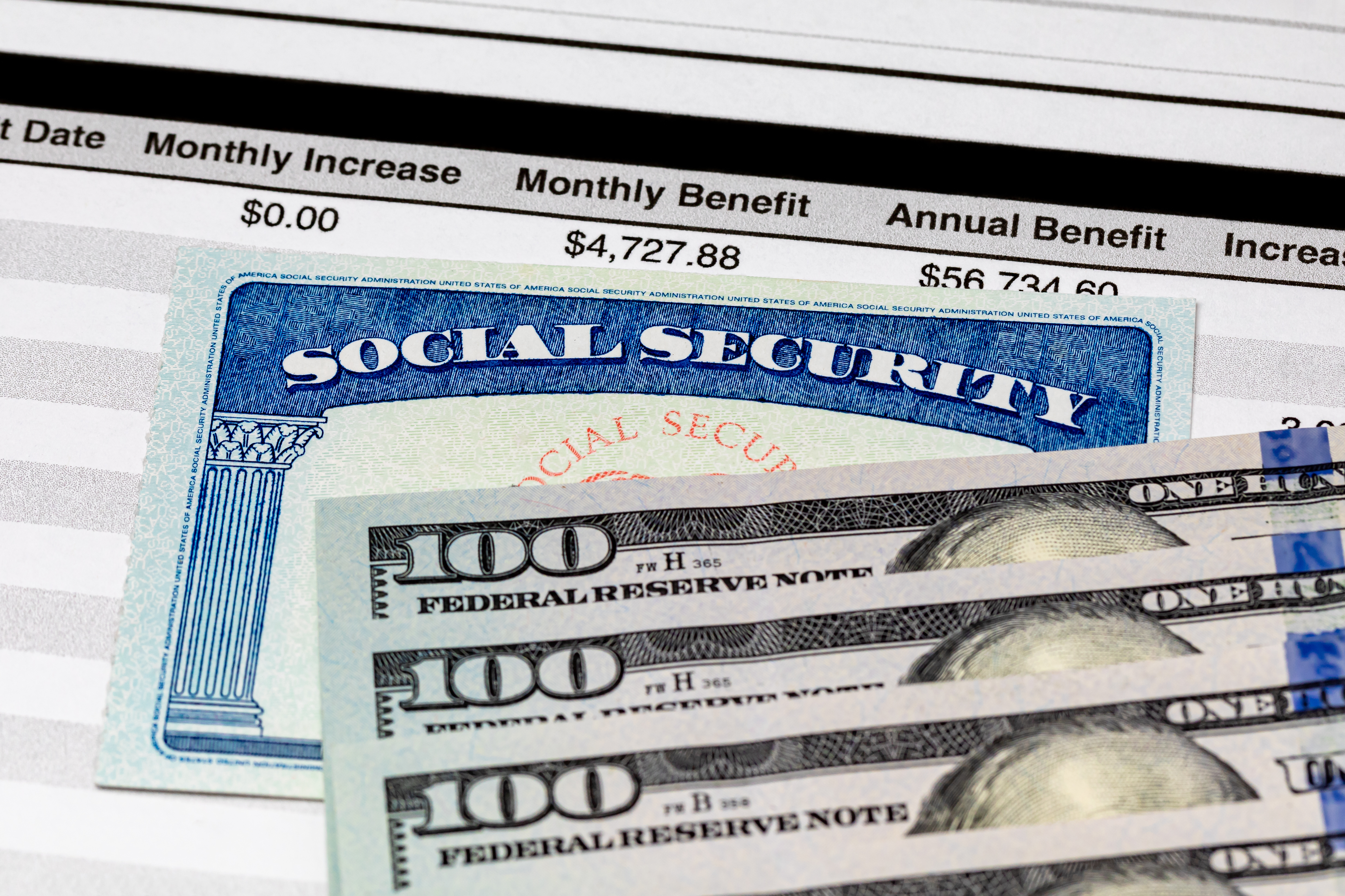 social security card and 100 dollar bills