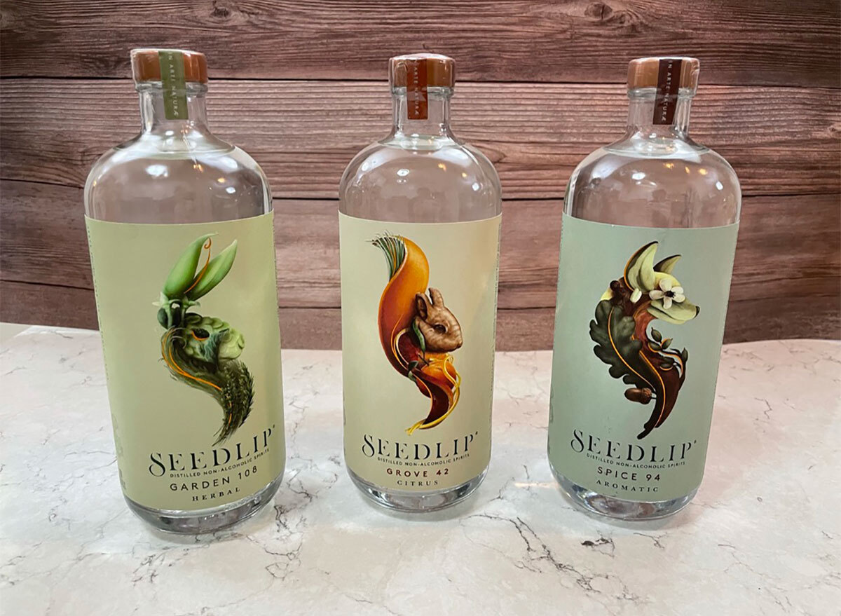 bottles of seedlip non alcoholic spirits