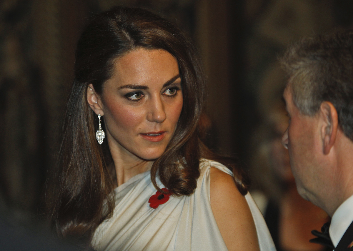 Catherine, Duchess of Cambridge talks to people at a reception in aid of the National Memorial Arboretum Appeal at St James's Palace on November 10, 2011 in London, England.