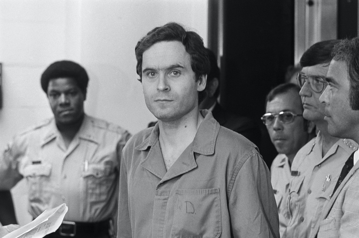 Serial killer Theodore Bundy, charged with the killings of FSU coeds Margaret Bowman and Lisa Levy who were beaten and strangled at the Chi Omega House in January, is shown in this photograph.