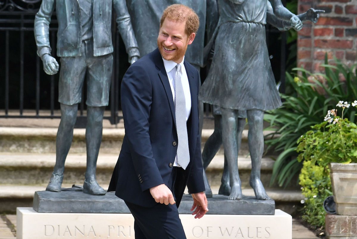 Prince Harry, Duke of Sussex after unveiling a statue of their mother Diana, Princess of Wales, in the Sunken Garden at Kensington Palace, on what would have been her 60th birthday on July 1, 2021 in London, England