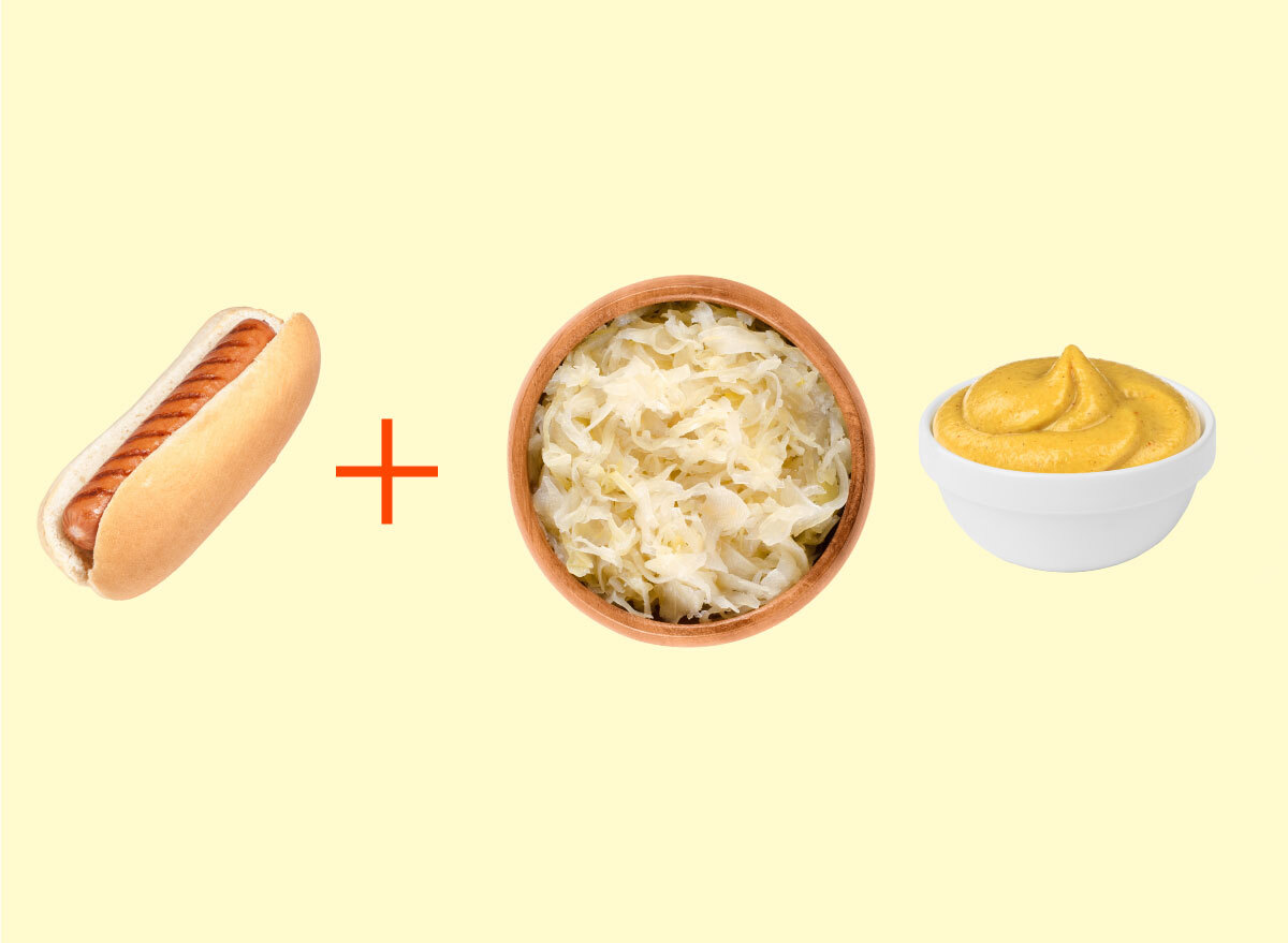 hot dog sauerkraut brown mustard combo graphic