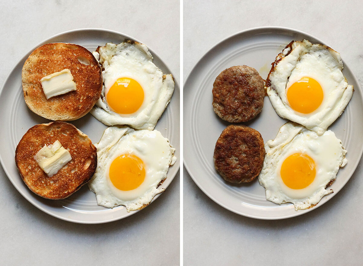 Low carb swaps eating sausage instead of toast with eggs