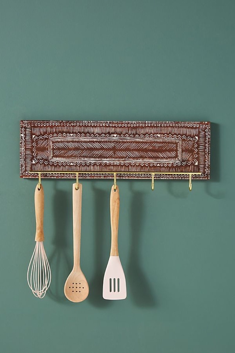 wooden utensils hanging off rack, Kitchen Decorations