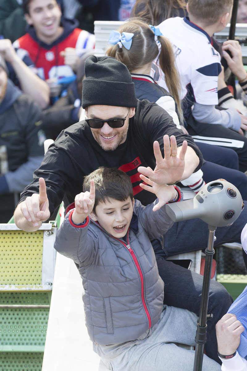 Tom Brady and son Benjamin during the New England Patriots Super Bowl victory parade in February 2019