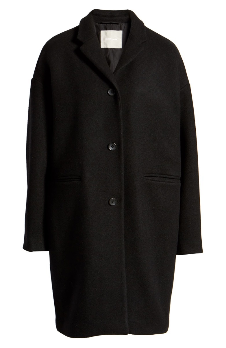 black three-button coat
