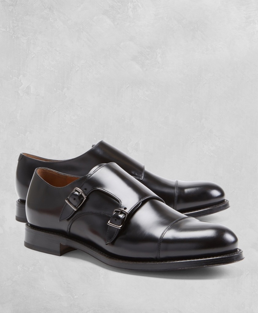 brooks brothers double monkstrap in black