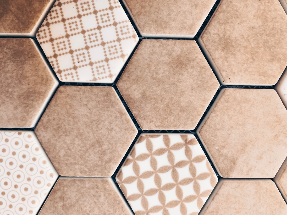 Brown mosaic hexagon floor tiles vintage home trends