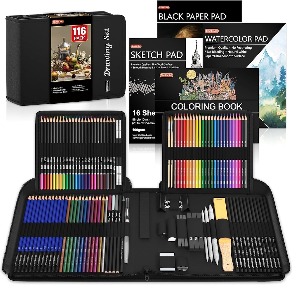 A drawing set of colored pencils