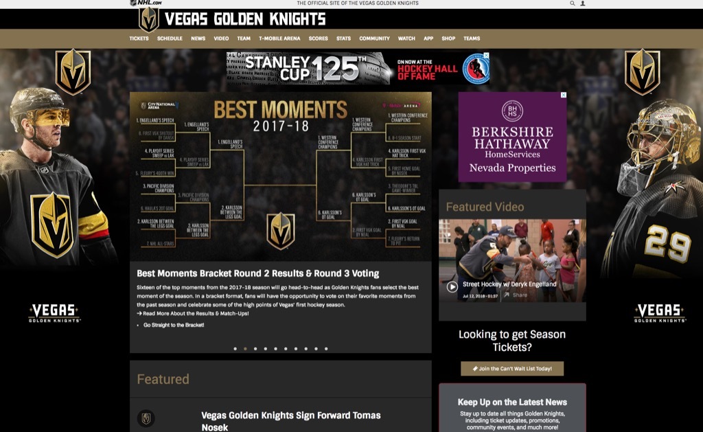 golden knights website most popular web search in every state