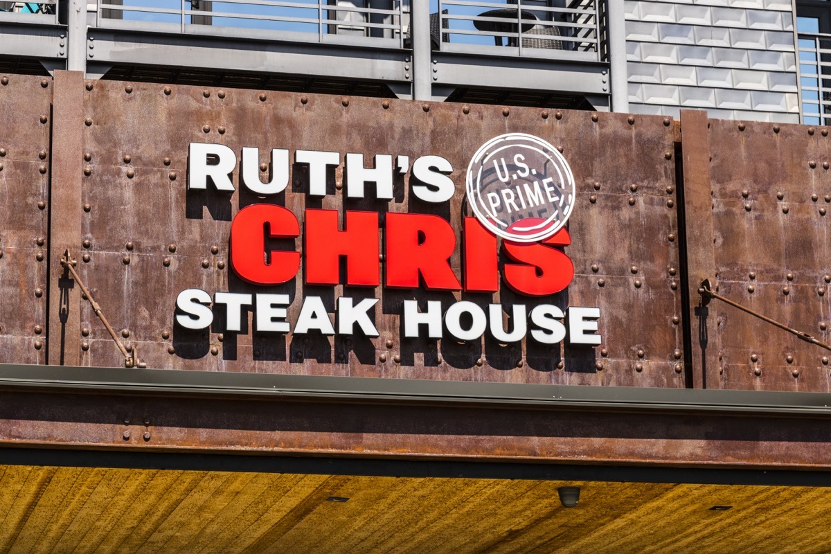 ruth chris steakhouse sign outside restaurant, original brand names