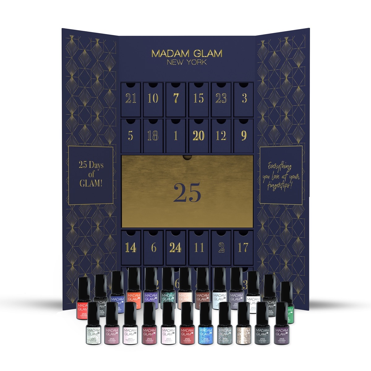 nail polish advent calendar on white background
