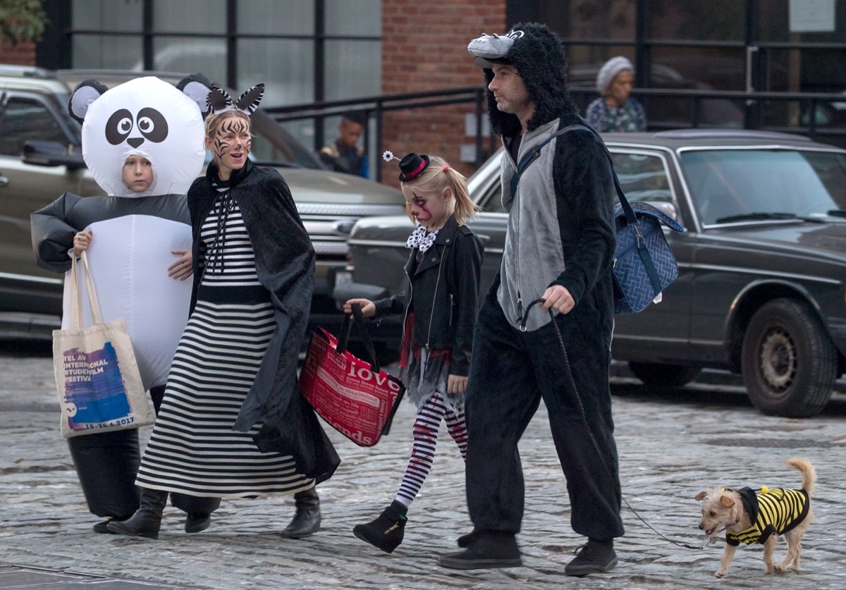 Naomi Watts, Liev Schreiber, and kids trick or treating in 2018