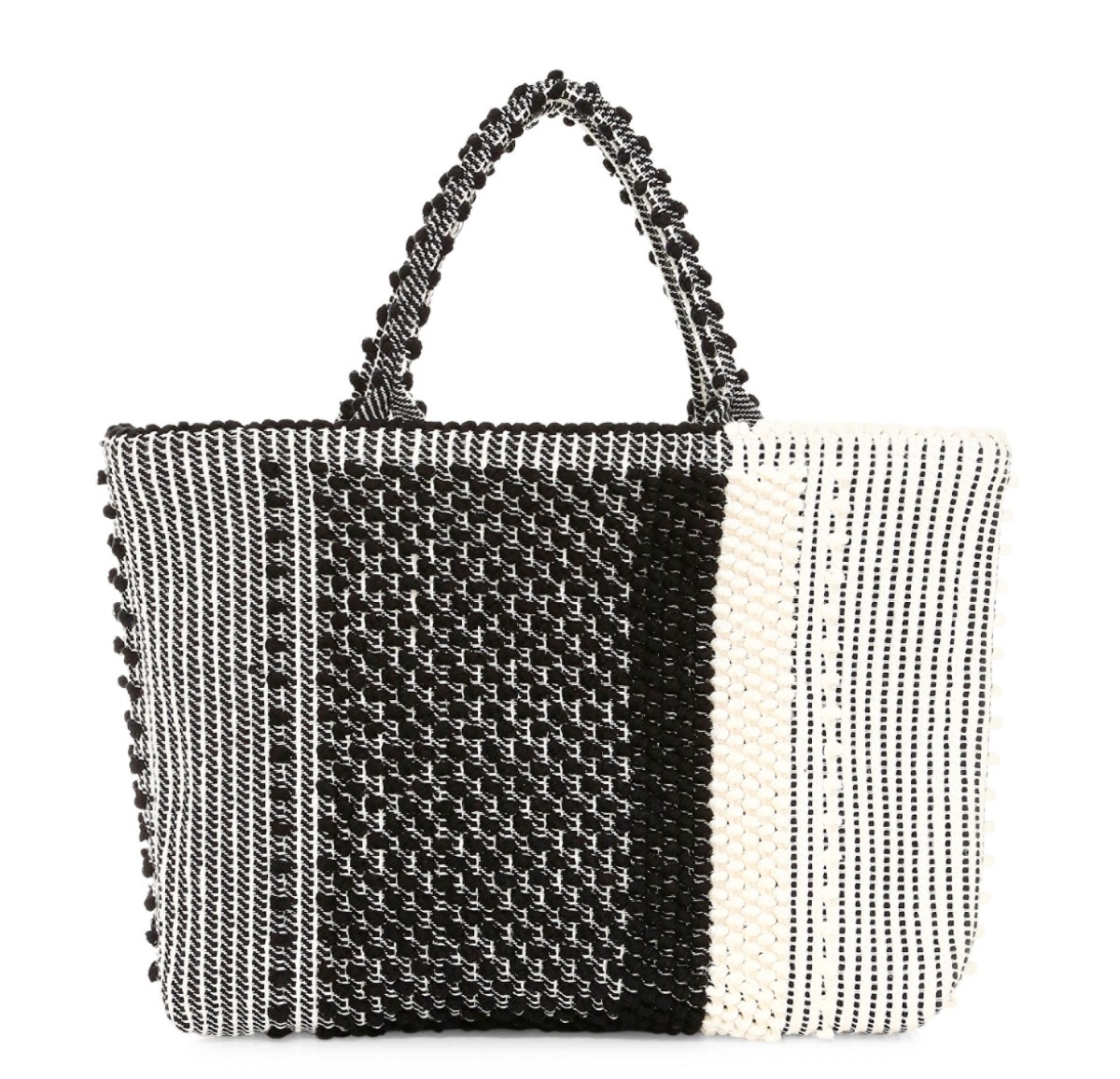black and white woven tote, luxury beach bags