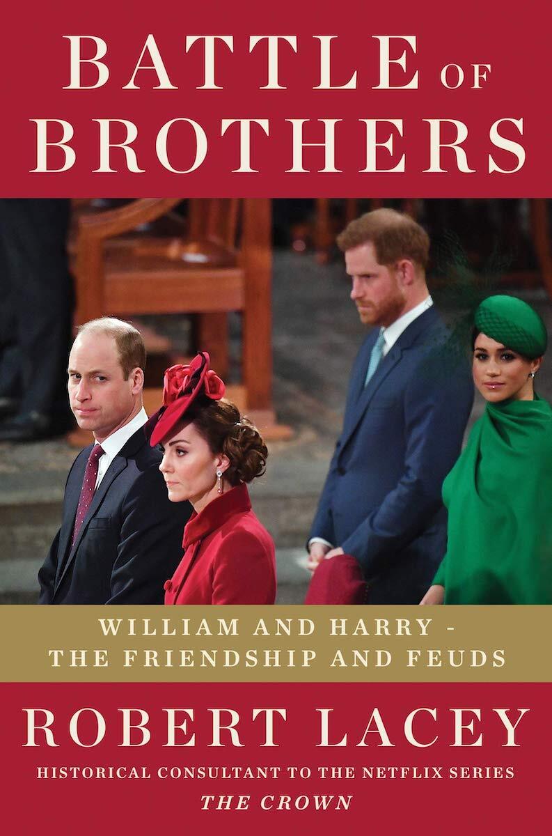battle of the brothers book cover featuring william, kate, harry, and meghan