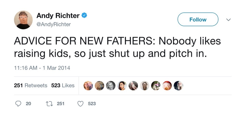 Andy Richter funny parent tweet