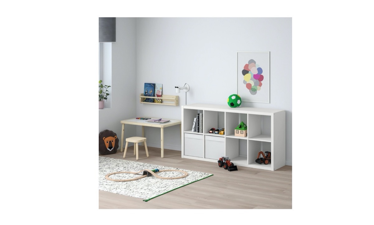 ikea kallax organizer in white room