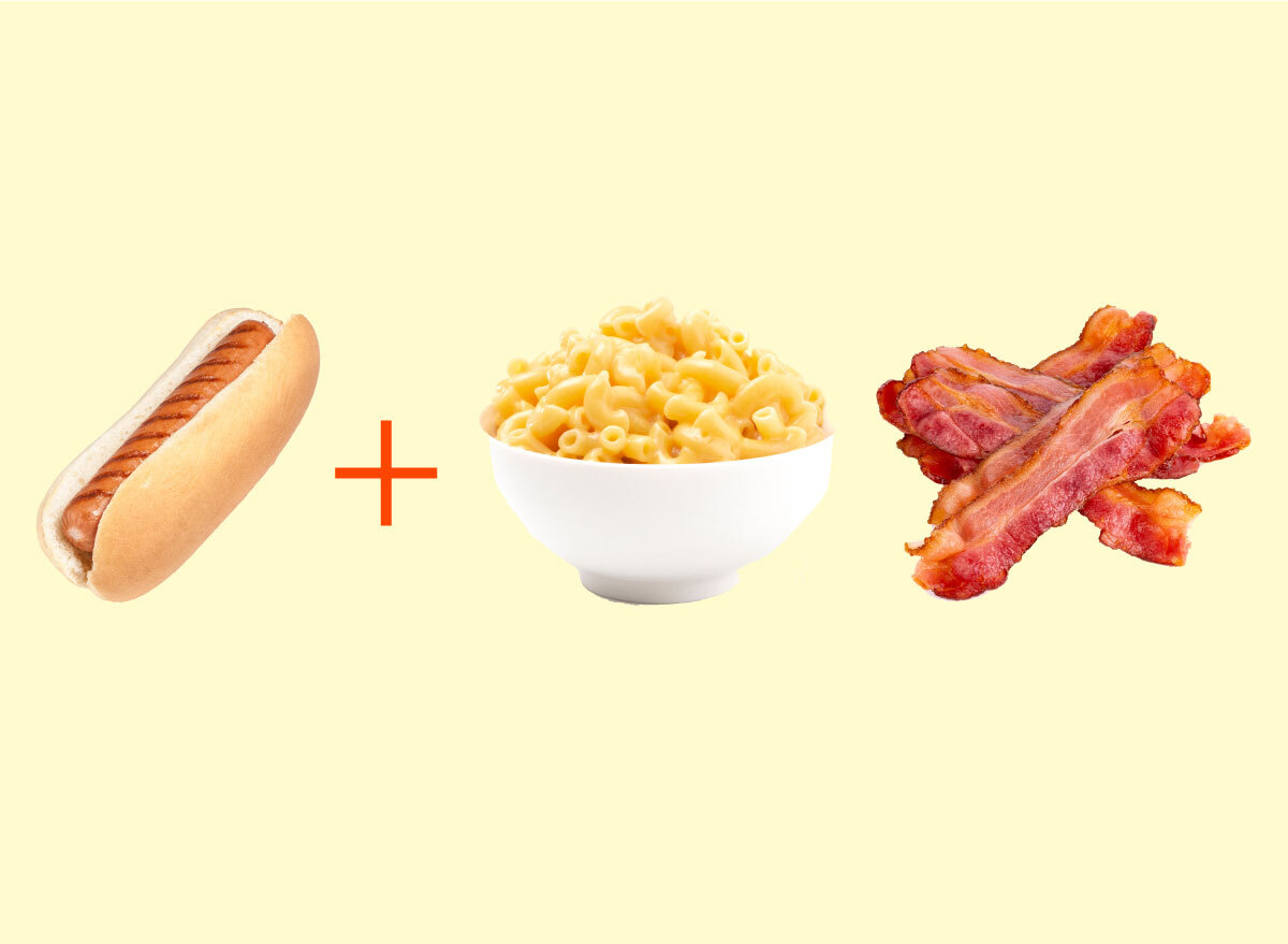 hot dog mac and cheese bacon combo graphic