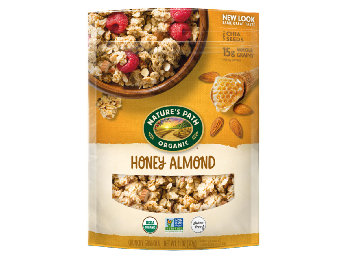 natures path organic honey almond flavored gluten free granola bag